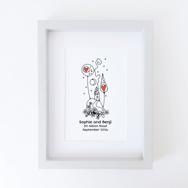 Midnight In The Forest, personalised house illustration, Giclee print