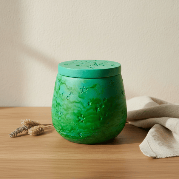 Green marbled jewellery box with star and constellation design