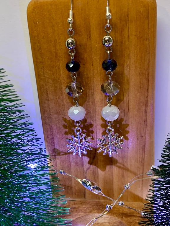 Christmas Snowflake and Glass Earrings