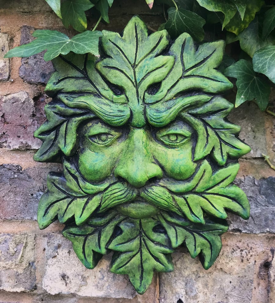 Pagan King Green Man Plaque plus Free Pocket Green Man