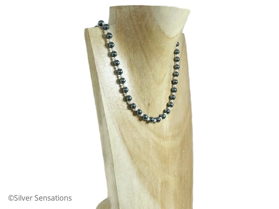 Tahitian Grey & White Pearls Wedding Necklace - 30th Wedding Anniversary Gift