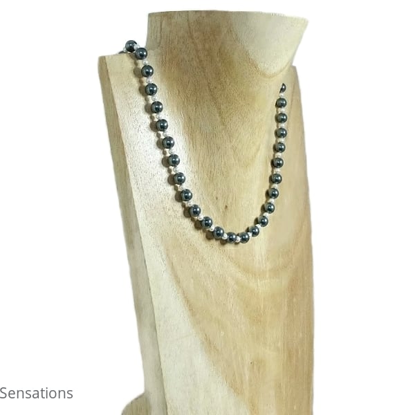 Tahitian Grey & White Pearls Wedding Necklace - 30th Wedding Anniversary Gift