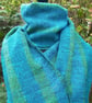 Handwoven Wool & Bamboo Scarf – Teal & Green - Image 7