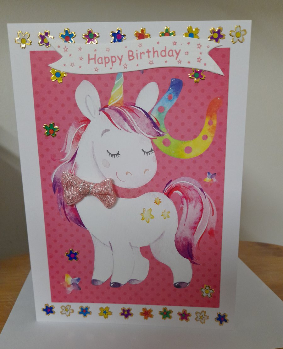 CUTE UNICORN HAPPY BIRTHDAY CARD.