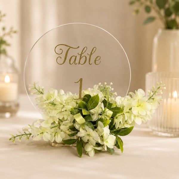 Wedding table numbers with artificial flowers design just for your special day