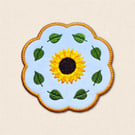 Sunflower Candle Coaster - Embroidered Floral Home Decor