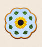 Sunflower Candle Coaster - Embroidered Floral Home Decor