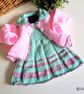 Baby Girl's Hand Knitted Cardigan, Dress & Booties with Merino wool 0-6 mths - Image 6