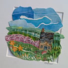 Blossom Cottage - Original paper collage. Mounted