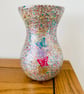 Abstract Resin-Glass Vase with Glitter and Butterflies  - Image 1