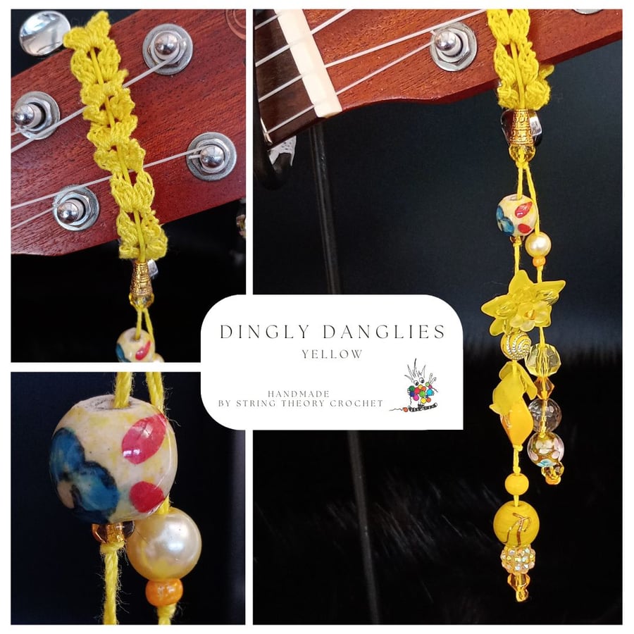 Yellow Dingly Dangly   Ukulele Headstock Wrap
