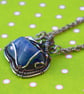 Silver Necklace - Handmade Woven Silver Sodalite Pendant  & Chain  -Viking Style - Image 4