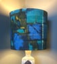 Abstract 50s Barkcloth Orange and Olive MID CENTURY VIntage fabric Lampshade - Image 9