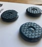 3 Vintage Blue Buttons - Basket Weave Pattern - Image 3