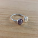 Sterling Silver Dragonfly and Fluorite Adjustable Ring (SKU060625)