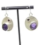 Rose Cut Amethyst and Garnet Sterling Silver Disc Earrings.   - Image 3