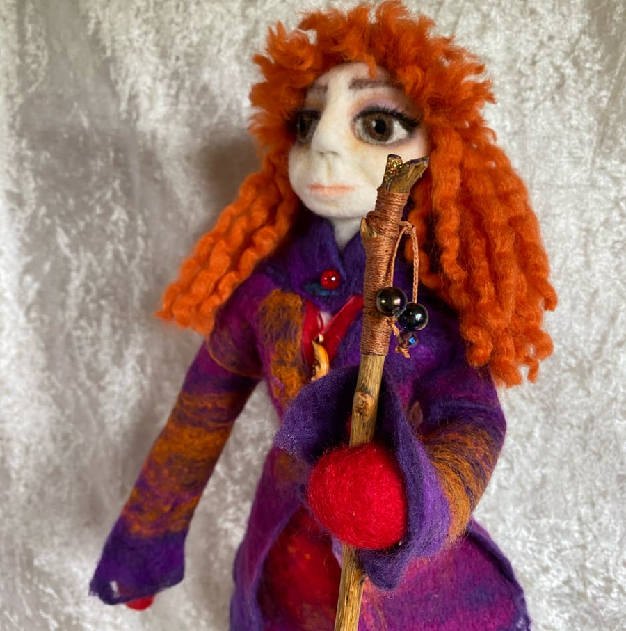 Handmade Unique Art Doll -  Needle-felted 'Winter Woman'