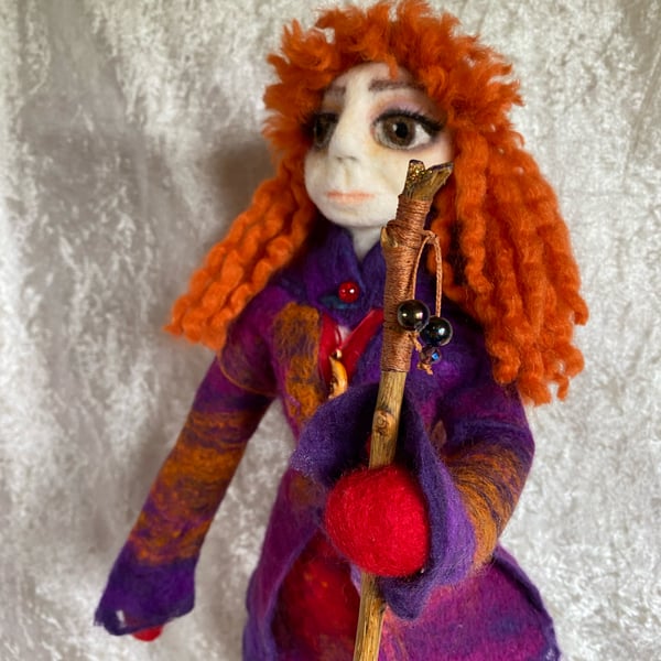 Handmade Unique Art Doll -  Needle-felted 'Winter Woman'