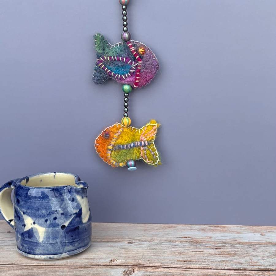Felted hanging decoration - Two Fish