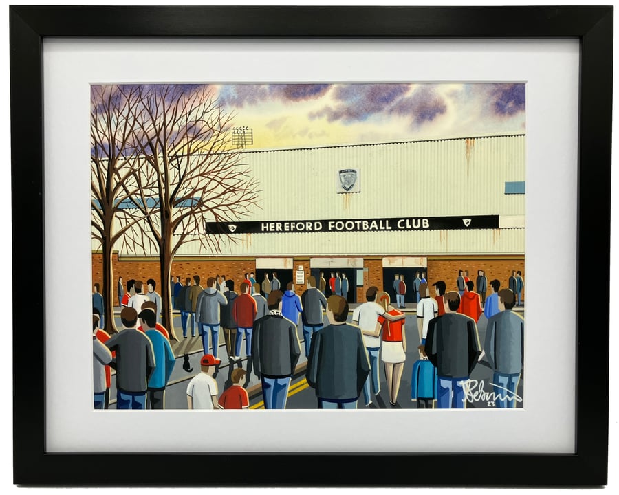 Hereford F.C Edgar Street Stadium. High Quality Framed Football Art Print