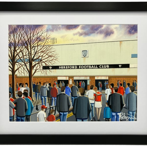 Hereford F.C Edgar Street Stadium. High Quality Framed Football Art Print