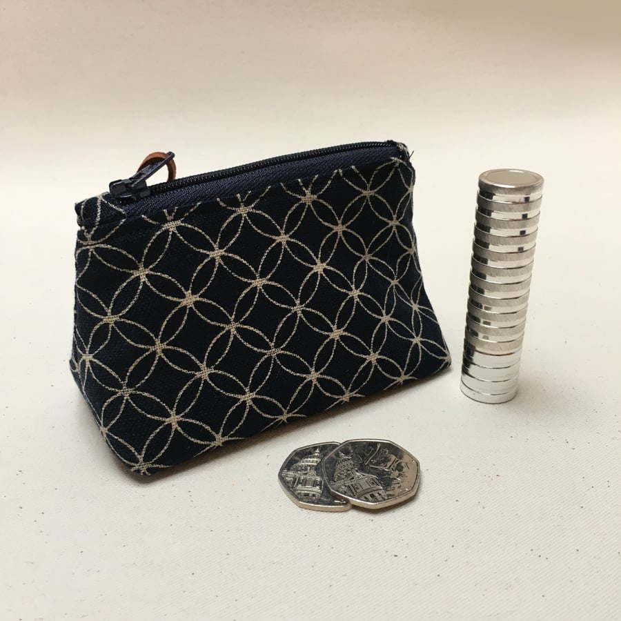 Seven Treasures or Shippo Japanese Indigo Fabric Coin Purse