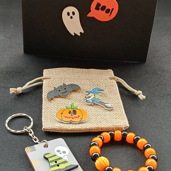 Handmade Halloween bracelet and keyring 
