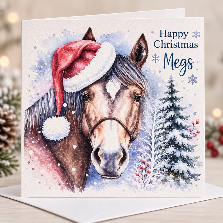 Horse Christmas card for Daughter, Granddaughter, Niece, Sister, Mum, Grandma, S