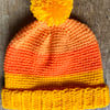 Orange and Yellow Colour Block Hat. Age 3-5