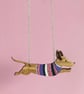 Oak Sausage Dog in Jumper Necklace - Sterling Silver Chain - Image 1