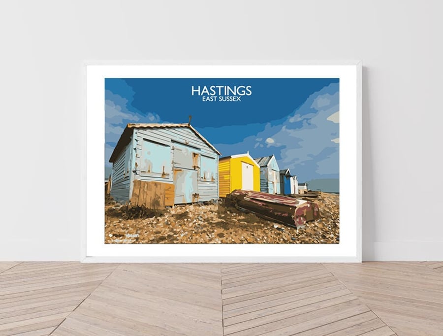 Hastings, East Sussex Art Print Travel Poster Railway Poster Salty Seas Original
