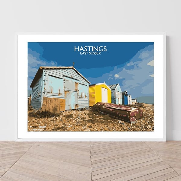 Hastings, East Sussex Art Print Travel Poster Railway Poster Salty Seas Original