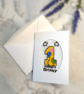 Handmade cross stitch first birthday card for baby with embroidered number one 