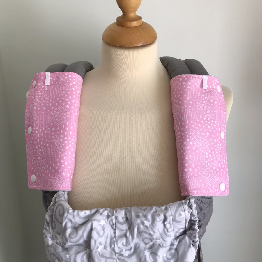 ERGO BABY CARRIER Drool Pads TEETHING PADS Strap Covers in Pink Mini Shapes