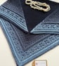 Soft Pure Cotton Square Scarf - Elegant Lacey Square Scarf - Shades of Blue