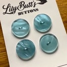 4 Vintage Pale Blue Marbled Buttons - 30mm