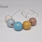 Beltane - hand painted - wooden bead & sterling silver necklace
