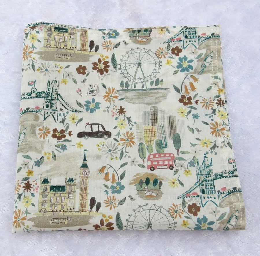 Liberty Lawn handkerchief, ladies handkerchief, London, organic cotton