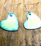 Mint green enameled copper earrings , hand made on Anglesey, North Wales.