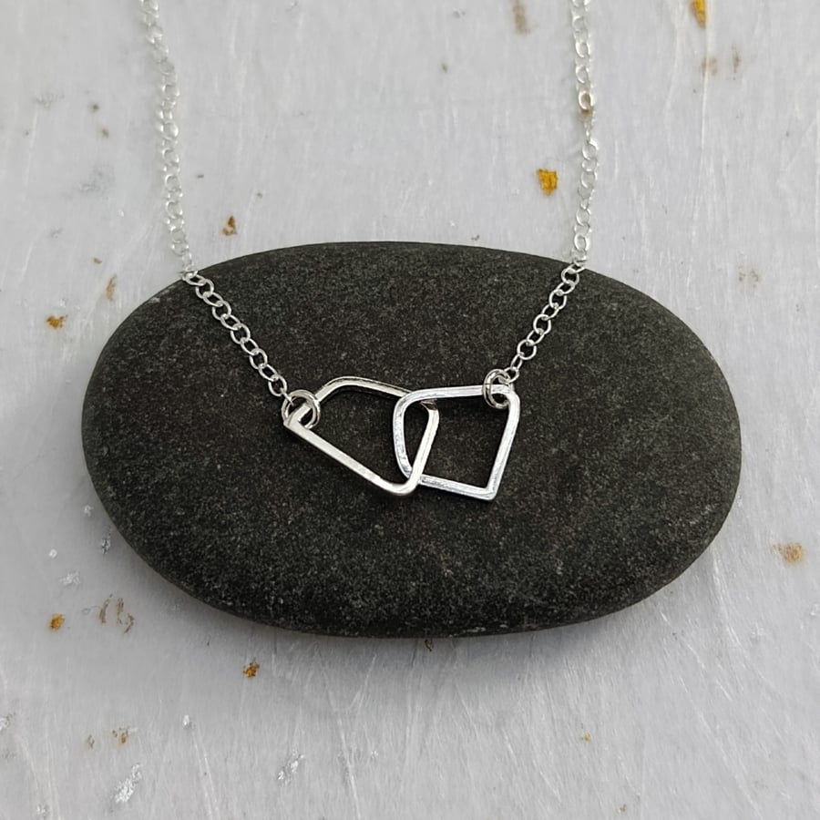 Recycled Sterling Silver Wire Linked Shapes Necklace 