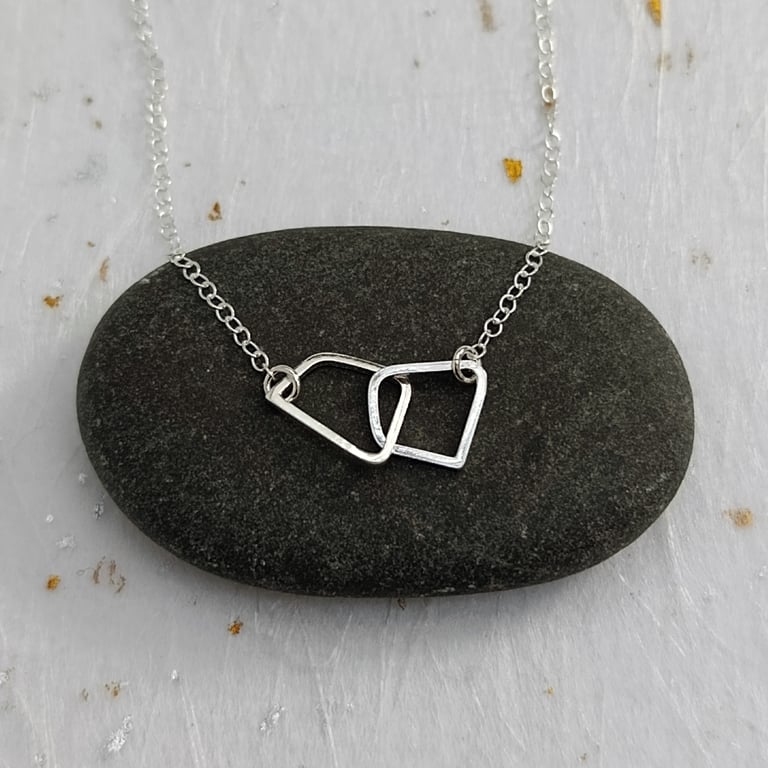 Recycled Sterling Silver Wire Linked Shapes Necklace 