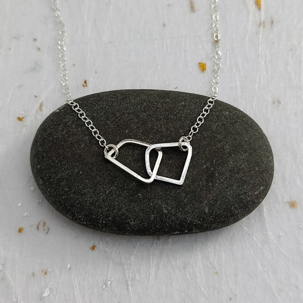 Recycled Sterling Silver Wire Linked Shapes Necklace 