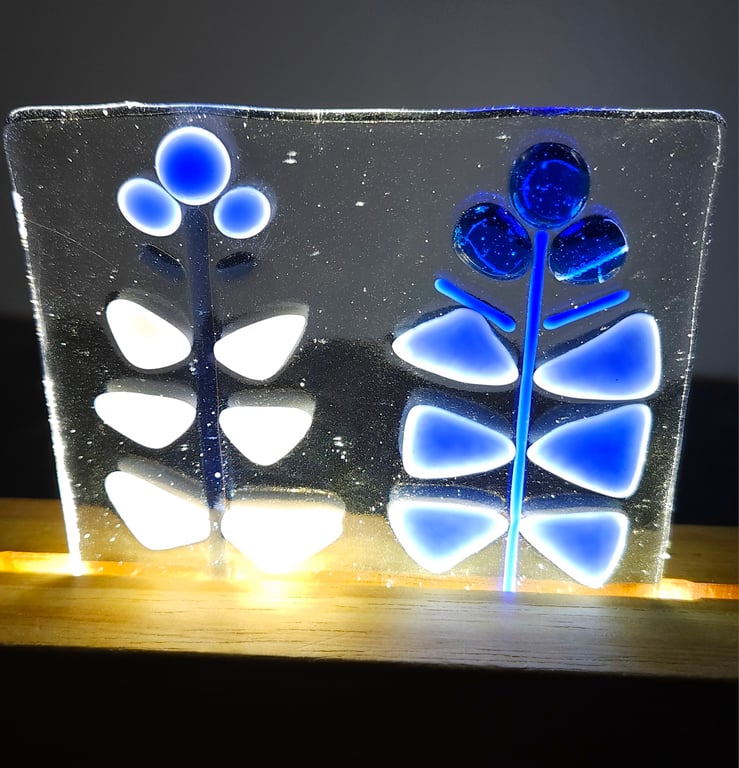 Illuminated Glass Flower Panel