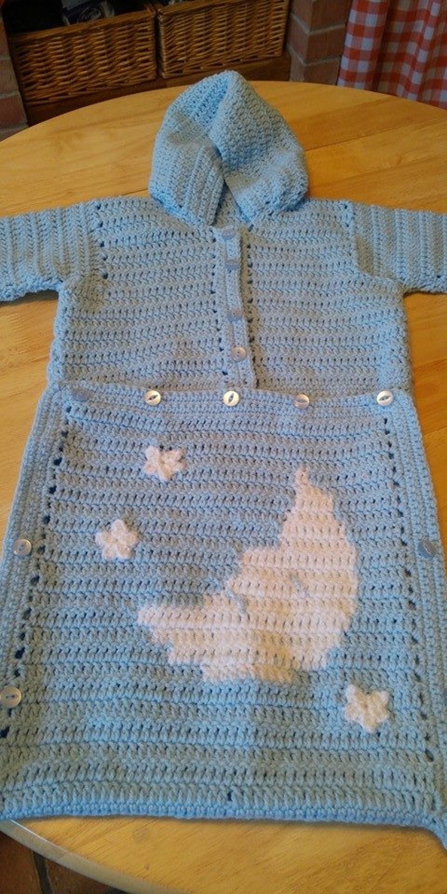 Crochet baby sleeping bag -  made and ready to go