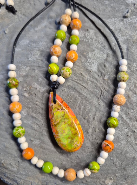 Sea Sediment Jasper pendant and matching bracelet 