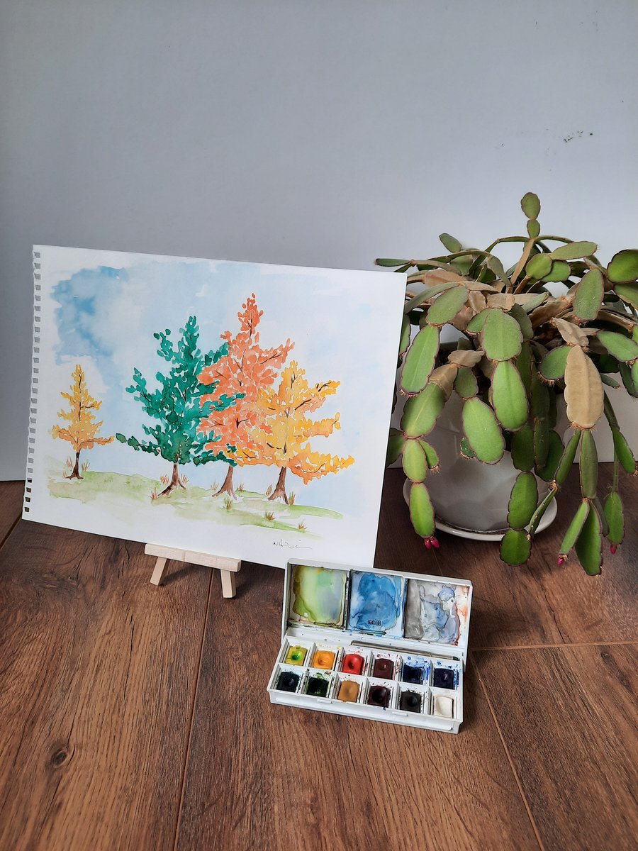 The best colours of autumn original watercolour painting 