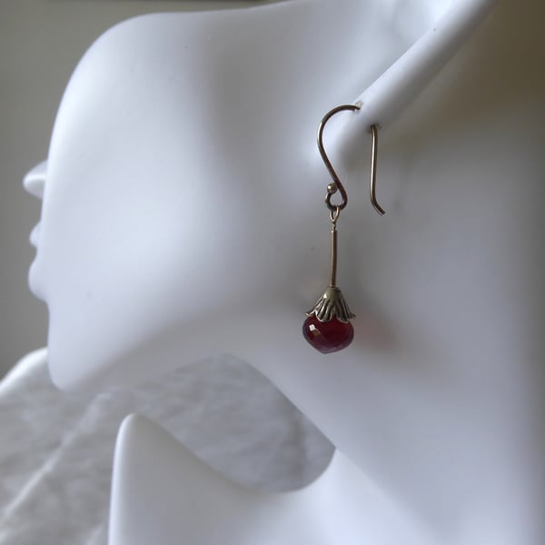 Garnet Earrings with Sterling & Fine Silver - Perfectly Imperfect