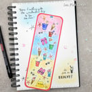 Handpainted Bookmark - hand-drawn, watercolour, seaside, ice-cream, starfish