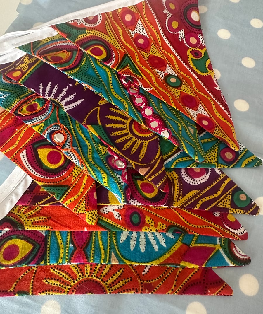 Indian style fabric bunting, cotton fabric bunting 
