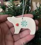 Small polar bear ceramic tag decoration turquoise - Image 3